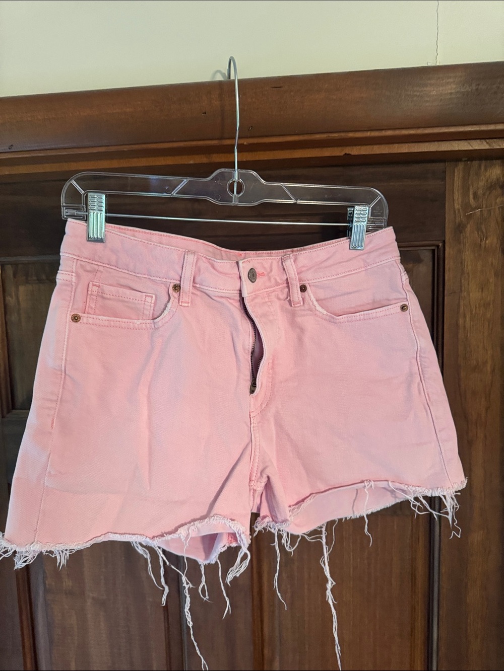 Old Navy Pink Frayed Hem Denim Shorts